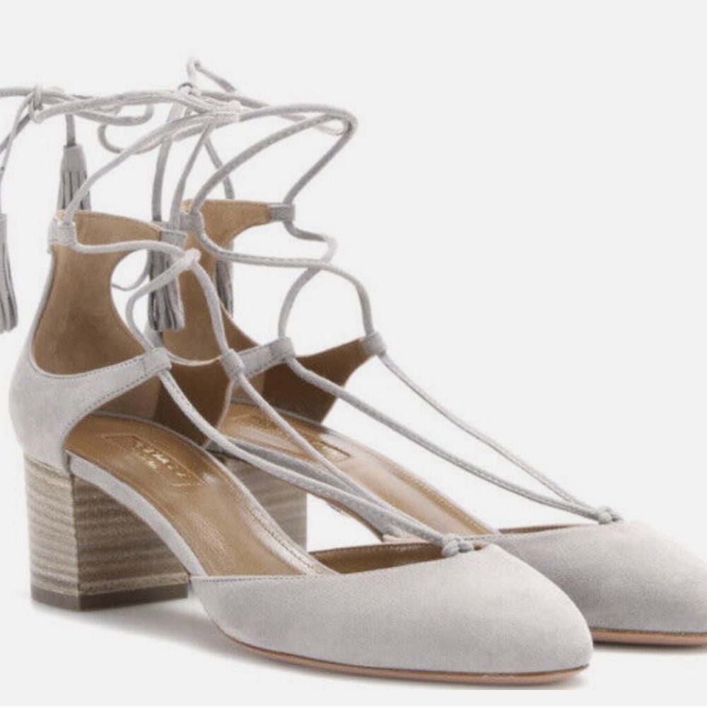 Aquazzura Gray Suede Block Heels